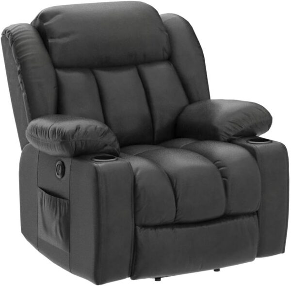 PARKOL Power Lift Recliner Chair for Elderly Breathable Leather Recliner Chair with Massage and Heat,2 Cup Holders,Electric Stand Assist,USB Ports,Gifts for Family (Silver Gray) - Image 4