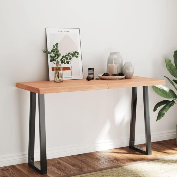 vidaXL Rectangular Table Top, Light Brown Oak Wood with Live Edge, Treated Surface, Versatile Applications for Home & Commercial Use, 6.7"x23.6"x2.4" - Image 3