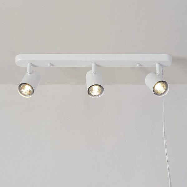 Globe Electric 60024 22" 3-Light Plug-in Track Lighting, Matte White, 15 Foot Cord, in-Line On/Off Rocker Switch, Kitchen, Bathroom, Home Essentials, Ceiling Light, Dorm, Dining Room, Hallway - Image 7