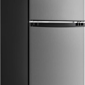 Upstreman 3.1 Cu.Ft Mini Fridge with Freezer, Double Door Mini Fridge, Dorm Essentials, Adjustable Thermostat, Energy Saving, Mini Fridge for Office, Dorm,Bedroom, Stainless