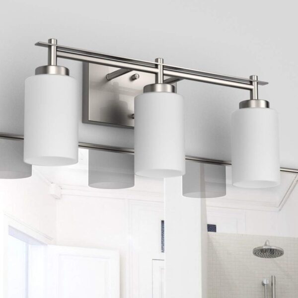 Aipsun Brushed Nickel Bathroom Vanity Light Vintage Bathroom Vanity Lighting Fixtures 3 Lights Industrial Wall Light (Exclude Bulb) - Image 3