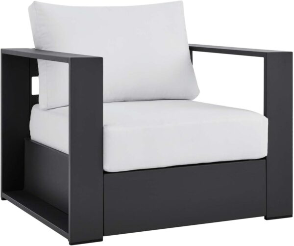 Modway Tahoe Outdoor Patio Powder-Coated Aluminum 4-Piece Set, Gray White - Image 4
