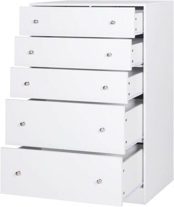 MUPATER Oversized Dresser Chest of Drawers for Storage, Tall 5 Drawer Dresser Wood Grain with Metal Knobs for Living Room, Hallway and Entryway, White - Image 6
