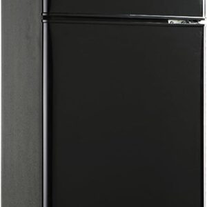 KB FLS-80-Black 3.5Cu.Ft Compact, Small Refrigerator with Freezer, Retro Fridge with Dual Door, 7 Level Adjustable Thermostat for Garage, Dorm,Bedroom, Office, Apartment, Black