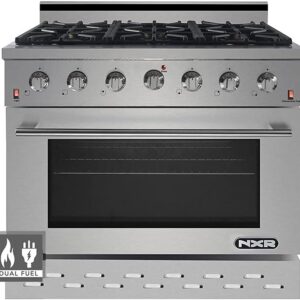 NXR SCD3611 36 in. 5.5 cu.ft. professional style Dual Fuel Gas Range with 6 burners & Convection Oven in Stainless Steel