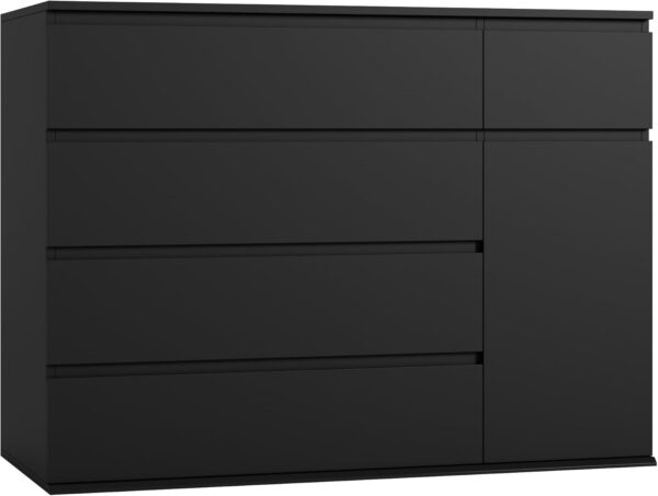 FOTOSOK 5 Drawer Dresser, Black Dresser Modern Dresser for TV Stand, Double Dresser Wide Storage Chests of Drawer with Door, Deep Drawers and Wide Storage Space - Image 7