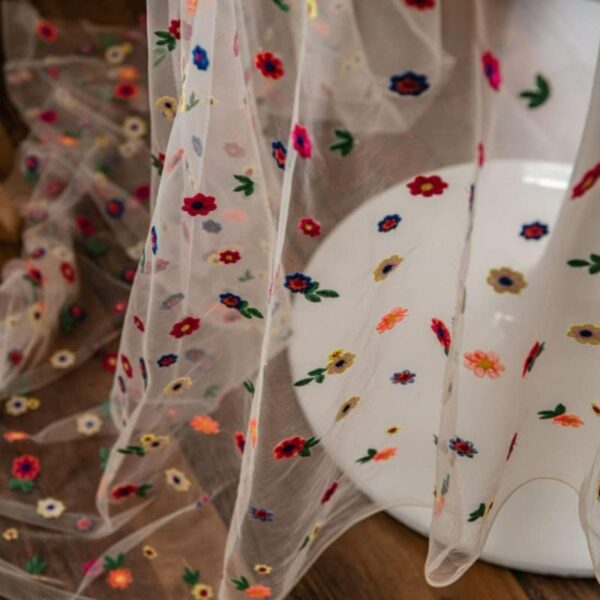 Poowe Colorful Flower Lace Tablecloth Embroidered Lace Table Cover for Table Classic Dustproof Table Protector for Kitchen Dining Room Party Wedding Banquet Home Decoration (59"×94") - Image 6