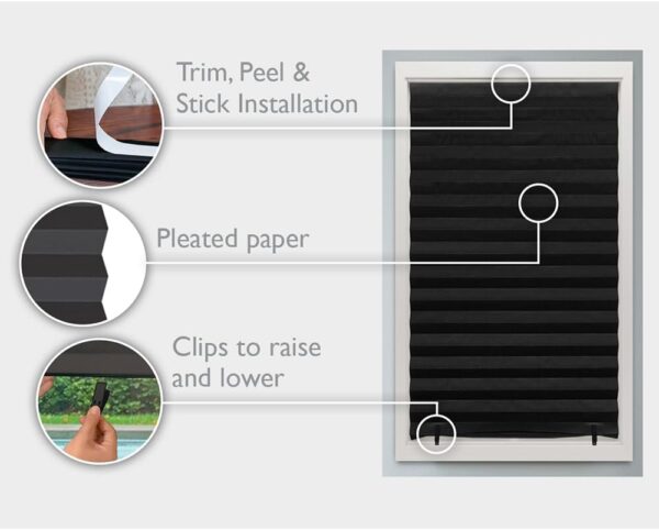 Redi Shade Inc 1617201 Original Blackout Pleated Paper Shade Black, 36” x 72”, 6-Pack - Image 2