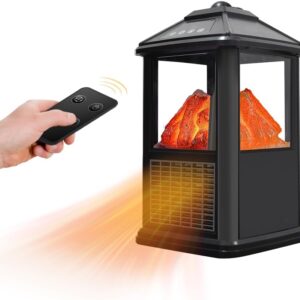 Mini Small Indoor Electric Fireplaces Lanterns Space Heaters Stove 3D Flame Freestanding Portable Electric Fireplace Space Heaters for Indoor Use with Remote Timer Thermostat