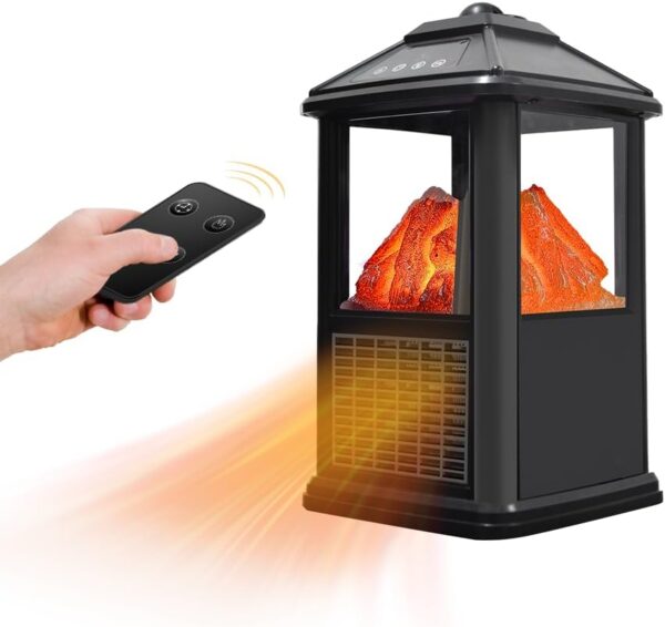 Mini Small Indoor Electric Fireplaces Lanterns Space Heaters Stove 3D Flame Freestanding Portable Electric Fireplace Space Heaters for Indoor Use with Remote Timer Thermostat