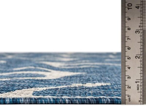 Unique Loom Outdoor Coastal Collection Area Rug - Ahoy (9'x 12' 2" Rectangle, Blue/ Ivory) - Image 4