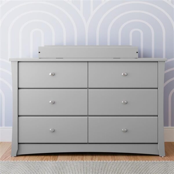 Storkcraft Crescent 6 Drawer Double Dresser (Pebble Gray) – GREENGUARD Gold Certified, For Nursery, Dresser, Kids Nursery Organizer, Chest of Drawers - Image 4