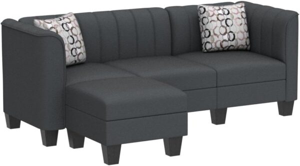 JAMFLY 79'' Sectional Sofa Couch for Living Room, Small 3-Seat L Shaped Couch with Linen Fabric, Convertible Sofa with Chaise Clearance Set for Small Space (Dark Grey) - Image 4