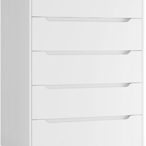 HOSTACK 43.3" Tall Modern 5 Drawer Dresser for Bedroom, Large Chest of Drawers with Storage, Wood Clothes Storage Organizer with Cut-Out Handle, Accent Storage Cabinet for Living Room, Ash Gray