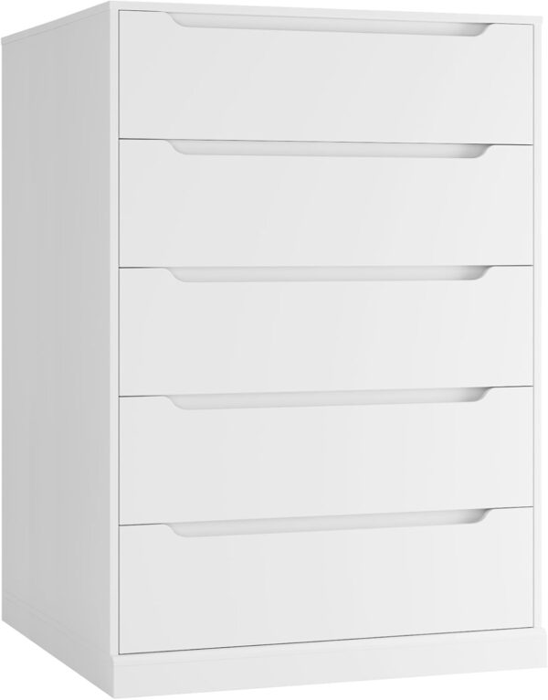 HOSTACK 43.3" Tall Modern 5 Drawer Dresser for Bedroom, Large Chest of Drawers with Storage, Wood Clothes Storage Organizer with Cut-Out Handle, Accent Storage Cabinet for Living Room, Ash Gray