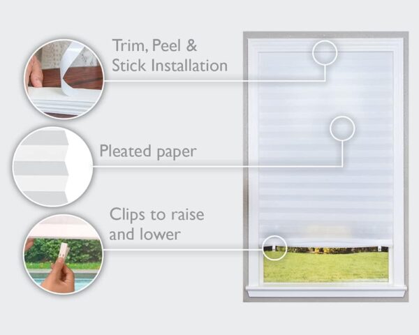 Redi Shade No Tools Original Light Filtering Pleated Paper Shade White, 36 in x 72 in, 6-pack - Image 2