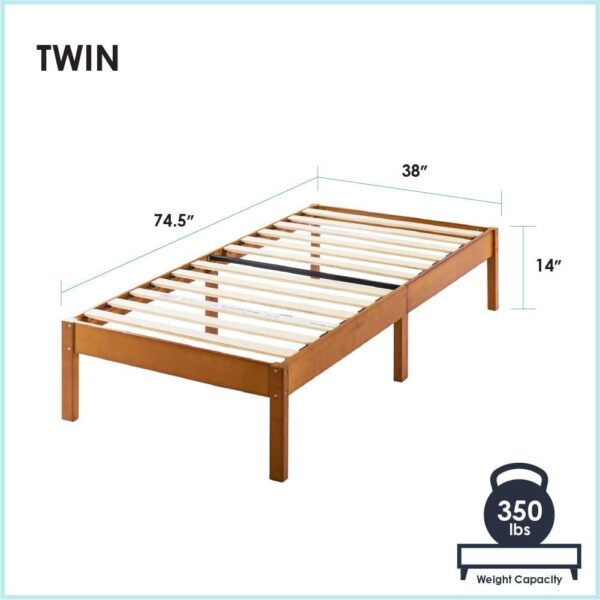 Mellow Asher 14 Inch Bamboo Wood Bed with Wooden Slats, No Box Spring Needed, Easy Assembly, Twin, Natural Platform - Image 2