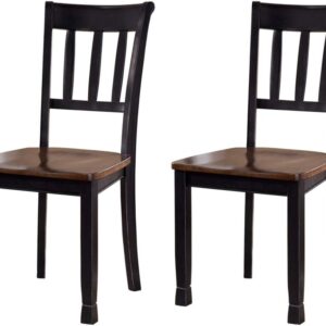 Signature Design by Ashley Owingsville Modern Farmhouse Dining Room Side Chair, Set of 2, Black and Brown