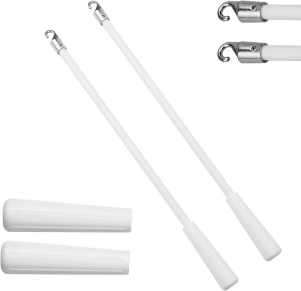 2 Pcs Blind Wand, Blind Wand Replacement with Hook, Vertical Blinds Replacement Parts Blinds Stick with Hook and Handle Curtain Stick Blind Tilt Wand (12 Inch)