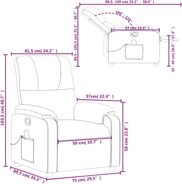 vidaXL Electric Massage Recliner Chair - Microfiber Fabric, Vibration Massage, Side Pocket, Brown for Living Room/Home Theater - Image 3