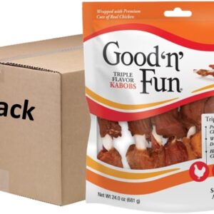 Good'n'Fun Triple Flavored Rawhide Kabobs for Dogs, 24 oz, 36 Count, 2 Pack