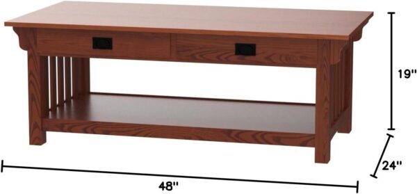 BOWERY HILL Traditional Styled Wood Brown Finish Coffee Table - Image 2