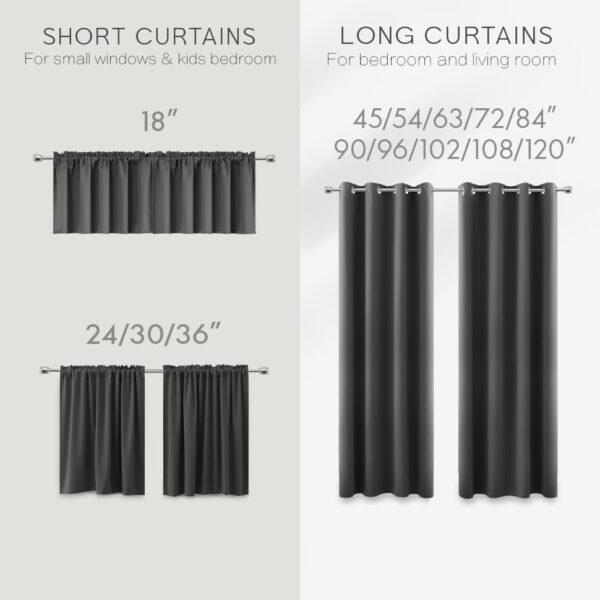 KOUFALL Basement Window Curtains,18 Inch Length Small Blackout Mini Blinds for Transom Windows Well Covers Cafe,Charcoal Dark Grey - Image 3