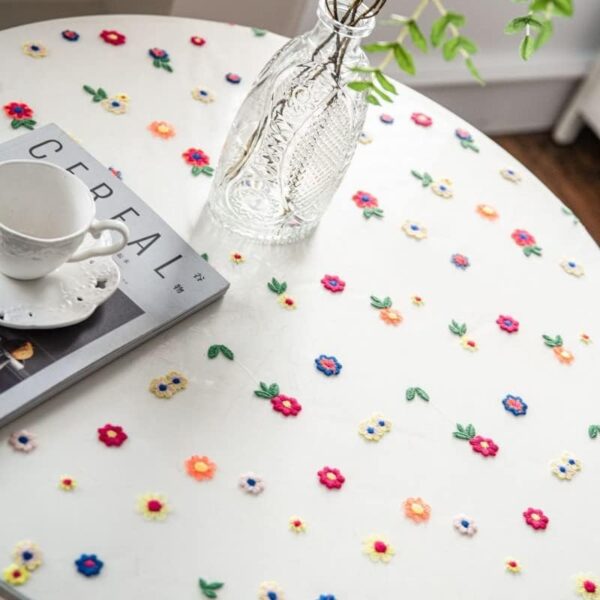 Poowe Colorful Flower Lace Tablecloth Embroidered Lace Table Cover for Table Classic Dustproof Table Protector for Kitchen Dining Room Party Wedding Banquet Home Decoration (59"×94") - Image 5