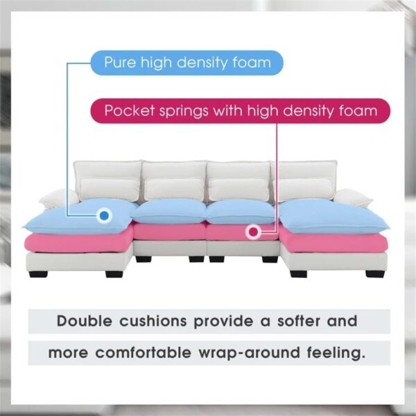 109.8 * 55.9" U-Shaped Sectional Sofa,6-seat Upholstered Symmetrical Sofa Furniture, Sleeper Sofa Couch (D As Shown) - Image 5