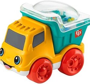Fisher-Price Baby Toy Poppity Pop Dump Truck Push-Along Vehicle with Fine Motor Activities For Infants Ages 6+ Months