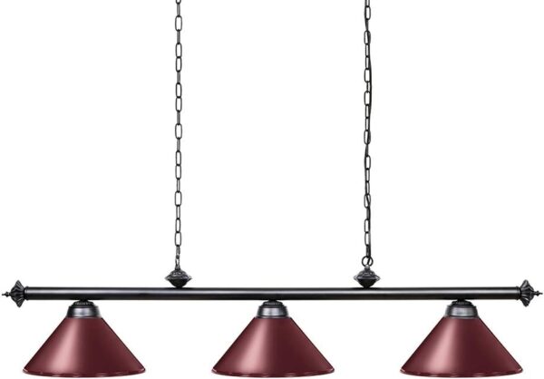 Wellmet Pool Table Lights for 8'/9' Table with 3 Metal Shades, Billiard Lamp for Man Cave, Game Room, Kitchen Island Light for Restaurant Or Dining Room (Burgundy, 59 inch-3 Lights)