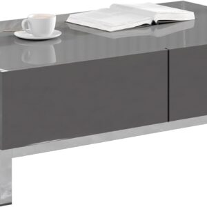 AMERLIFE 40" High Gloss Electroplated Coffee Table, Modern Minimalist Center Table with 2 Magnetic Storage Drawers, Rectangular Simple Cocktail Table for Living Room, Waiting Area, Office, White