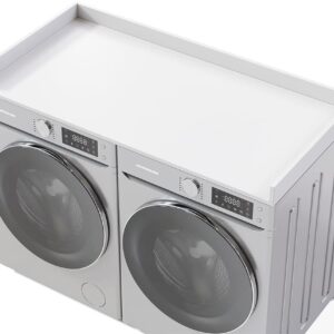 OfficeSimpli Washer Dryer Countertop w Non-Slip Pads, Made in USA, Laundry Room Wood Topper, Washer Dryer Cover for Top, Laundry Guard, Laundry Countertop, Laminate Finish (Glacier White)