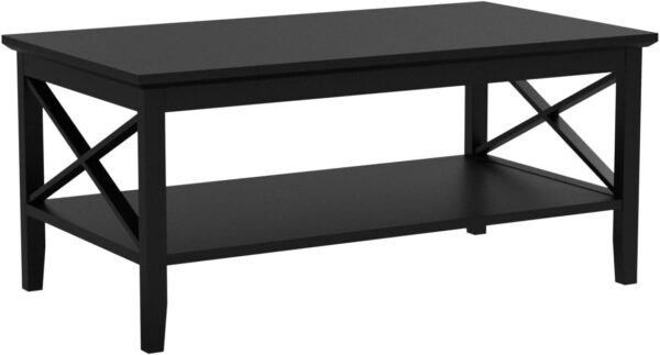 ChooChoo Oxford Coffee Table with Thicker Legs, Black Wood Coffee Table with Storage for Living Room - Image 5