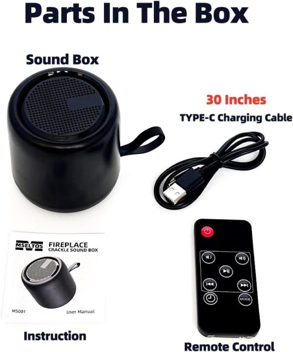 Fireplace Crackler Sound Box for Electric Fireplace with Remote Control, 2 in 1 Realistic Rechargeable Fire Crackling Sound Machine for Gas Fireplace, Fire Crackler Sound System, Fire Noise (Black) - Image 6