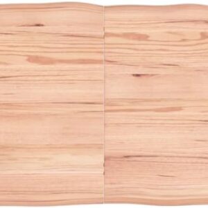 vidaXL Rectangular Table Top, Light Brown Oak Wood with Live Edge, Treated Surface, Versatile Applications for Home & Commercial Use, 6.7"x23.6"x2.4"