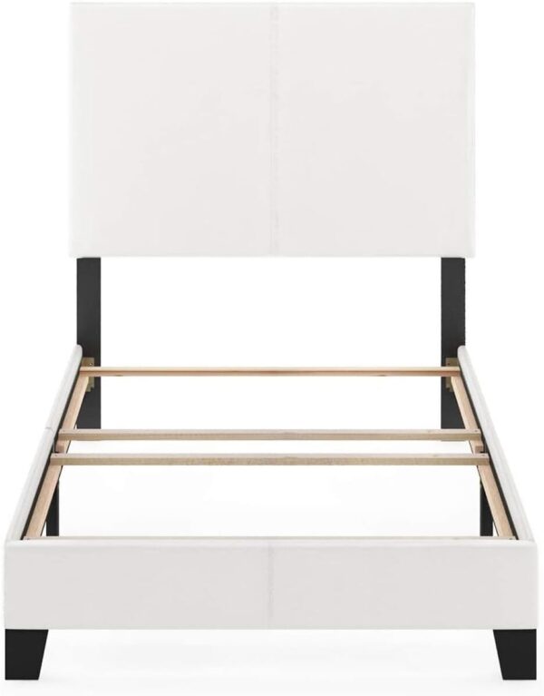 Furinno FB19821TWH Pessac PU Leather Upholstered Platform, Twin, White - Image 4