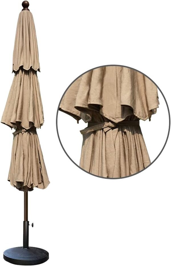 EliteShade USA 10-Year-Non-Fading 9Ft 3 Tiers Market Umbrella Patio Umbrella Outdoor Table Umbrella with Ventilation, Heather Beige - Image 7
