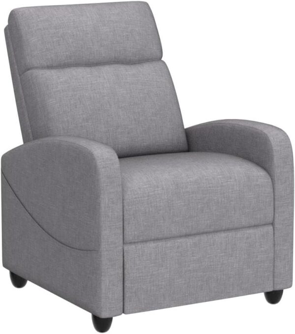 Massage Recliner Chair, Fabric Recliner Sofa Home Theater Seating with Lumbar Support Winback Single Sofa Armchair Reclining Chair Easy Lounge for Living Room Grey - Image 5