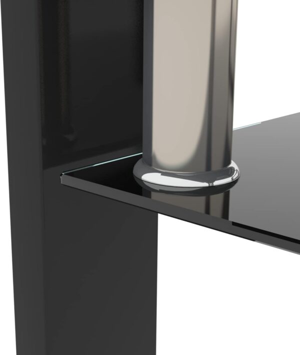 IANIYA Clear Glass Coffee Table Metal Tube (All-Black) - Image 5