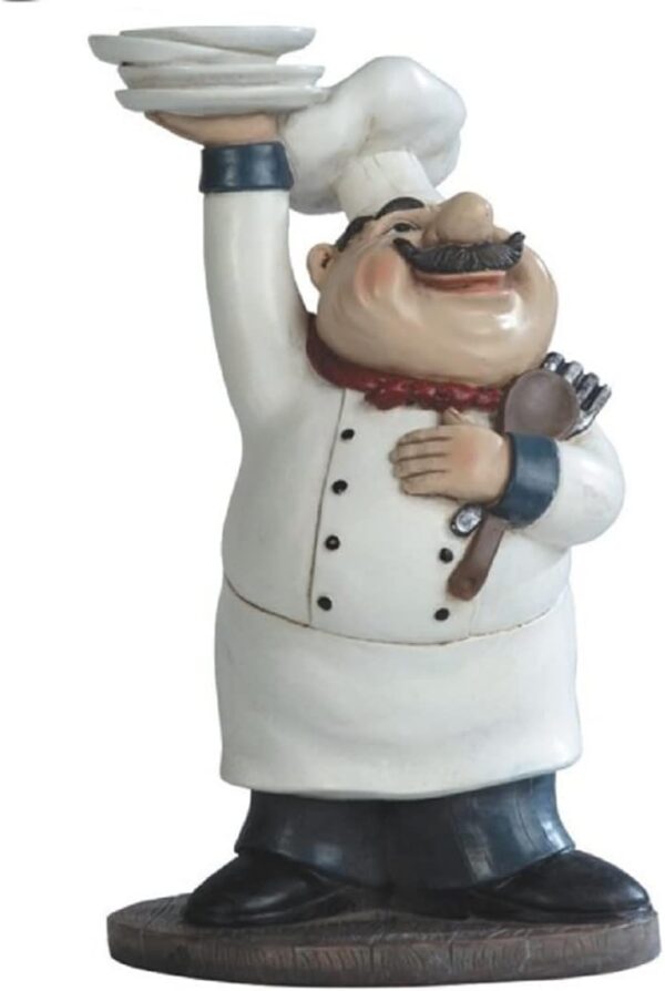 ICE ARMOR 10" H Chef Serving Statue Dining Room Accessory Decoration Figurine Office Desk/Home/Living Room/Table Decor, Perfect House Warming Gifts for New Home