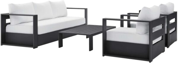 Modway Tahoe Outdoor Patio Powder-Coated Aluminum 4-Piece Set, Gray White