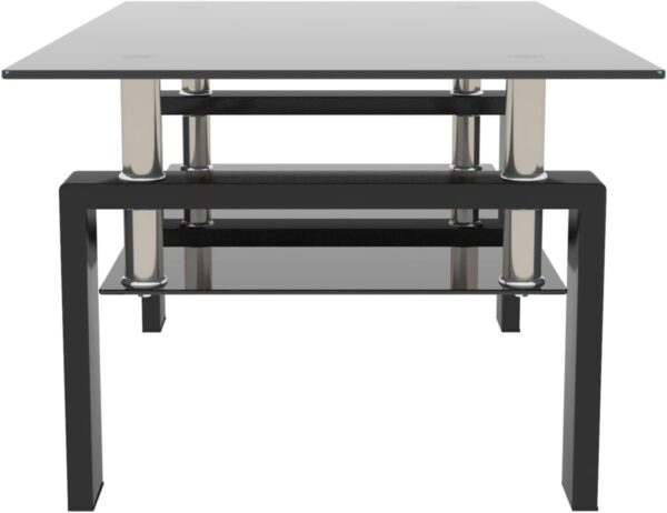 IANIYA Clear Glass Coffee Table Metal Tube (All-Black) - Image 4