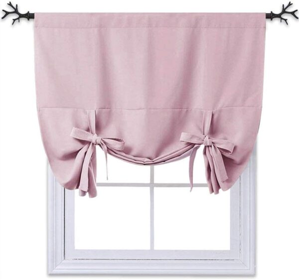 NICETOWN Blackout Room Darkening Curtain - Tie Up Shade Blind Bathroom Window Covering for Living Room (Biscotti Beige, Rod Pocket Panel, 46 inches W x 63 inches L) - Image 3