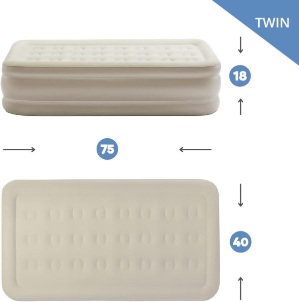 Simpli Comfy Inflatable Twin Air Mattress with Built in Pump Self Inflating Blow Up Durable Heavy Duty Stay Firm Comfortable Air Bed 18” Elevated for Home Guest Travel Relocate Camping - Image 2