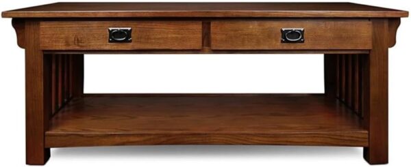 BOWERY HILL Traditional Styled Wood Brown Finish Coffee Table - Image 3