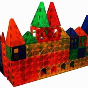 Award Winning building Tiles Clear Colors 3D Brain Building Blocks Set of 182 + Piece Includes 2 Cars And Free Storage Bin