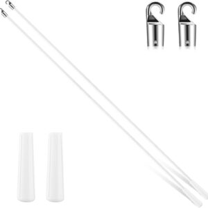 Bokon 2 Pieces White Fiberglass Blind Wand Vertical Blinds Replacement Parts Blinds Stick Replacement with Hook and Handle Curtain Stick Blind Tilt Wand for Window Opener Accessory (36 Inch)
