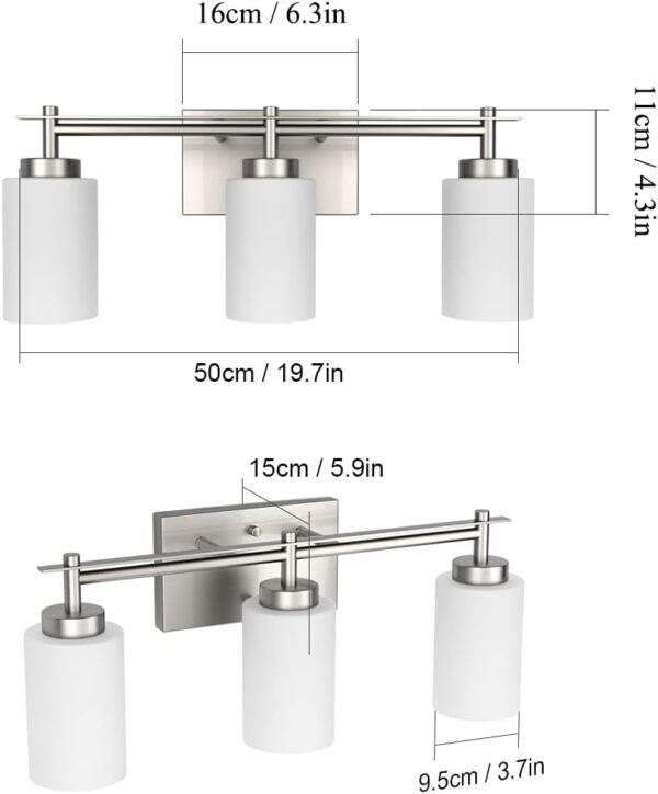 Aipsun Brushed Nickel Bathroom Vanity Light Vintage Bathroom Vanity Lighting Fixtures 3 Lights Industrial Wall Light (Exclude Bulb) - Image 6