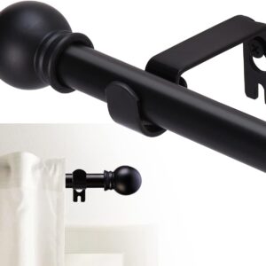 Curtain Rods for windows 32-48 inch, 5/8 inch Decorative Curtain Rod Set, Matte Black Splicing Heavy Duty Metal Curtain Rod with Brackets